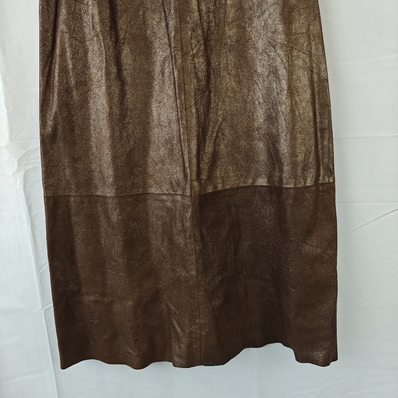 $1000 Vince Metallic Paper Leather Suede Mini Sleeveless Dress Bronze Brown Size - Picture 8 of 16